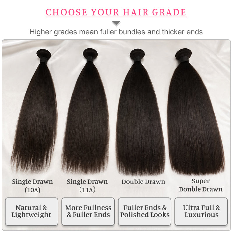 11A Single Drawn Straight Human Hair Bundles