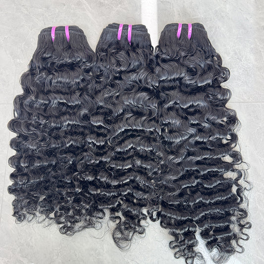 Indian Curly Virgin Hair Bundles Natural Black