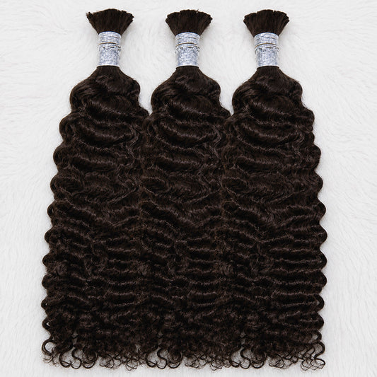 Vietnamese 11A Curly Bulk Human Hair for Braiding – #2 Dark Brown