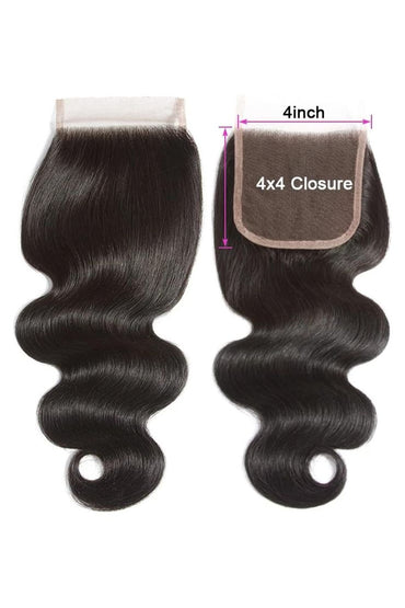 (3Bundles+4x4 Lace Closure)Body Wave Virgin Human Hair