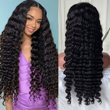 Deep Wave 13×4 Transparent Lace Virgin Human Hair Wigs 180