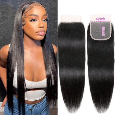 (3Bundles+5x5 HD Lace Closure)Straight Virgin Human Hair