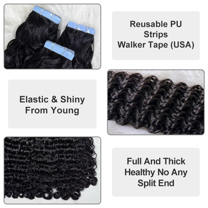 Natural Wave Human Hair Tape-In Extensions