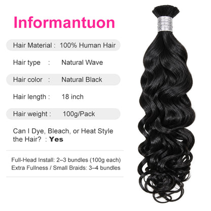 Natural wave Bulk Bulk Human Hair for Braiding
