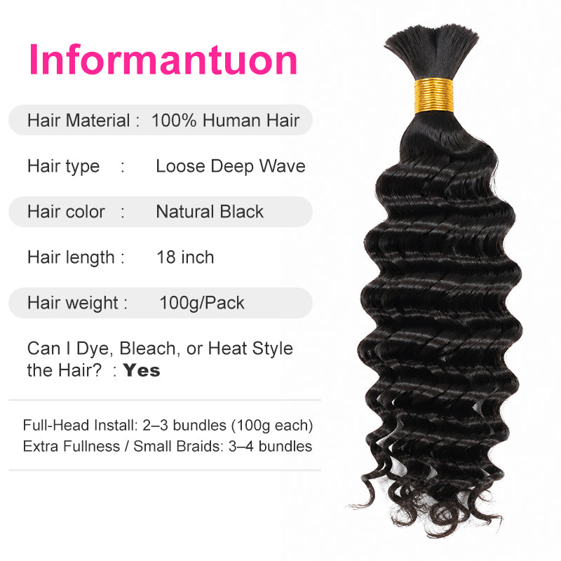 Loose Deep Wave Bulk Human Hair for Braiding