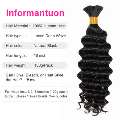 Loose Deep Wave Bulk Human Hair for Braiding