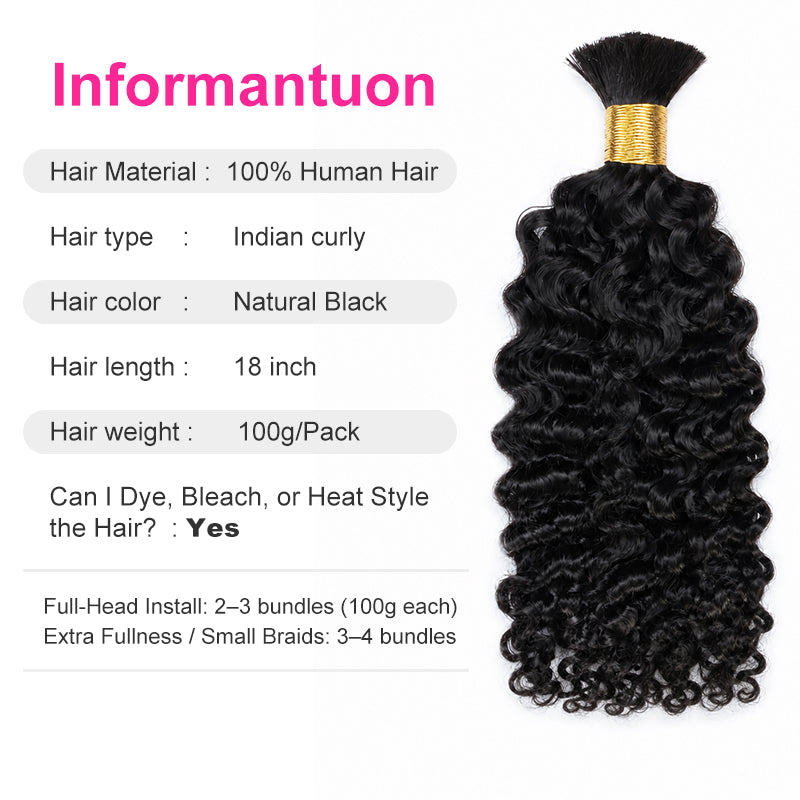 Indian Curly Bulk Human Hair for Braiding