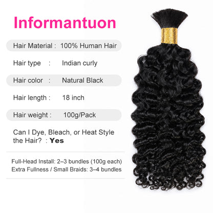 Indian Curly Bulk Human Hair for Braiding