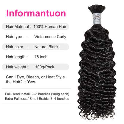 Vietnamese Curly Bulk Human Hair for Braiding