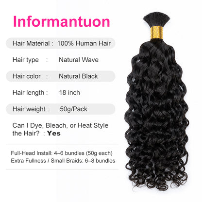Natural wave Bulk Human Hair for Braiding