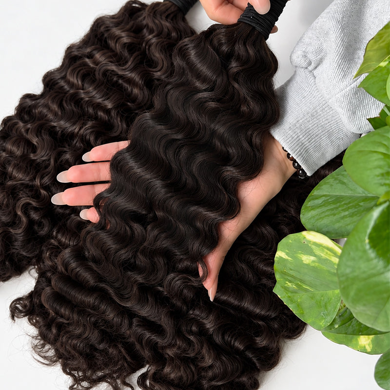 Vietnamese 11A Curly Bulk Human Hair for Braiding – #2 Dark Brown