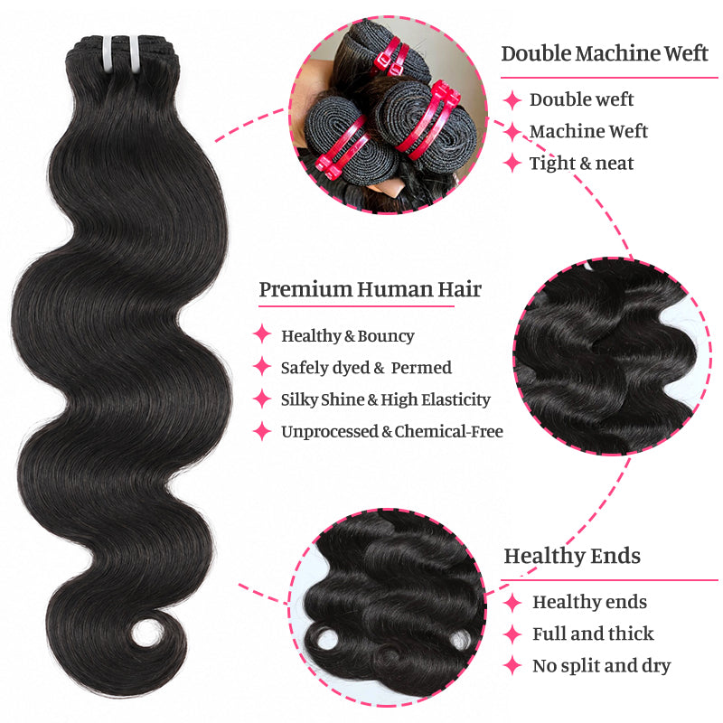 11A Single Drawn Body Wave Human Hair Bundles
