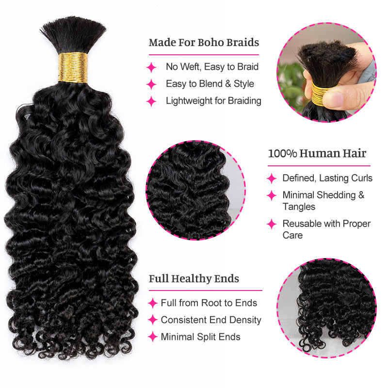 Indian Curly Bulk Human Hair for Braiding