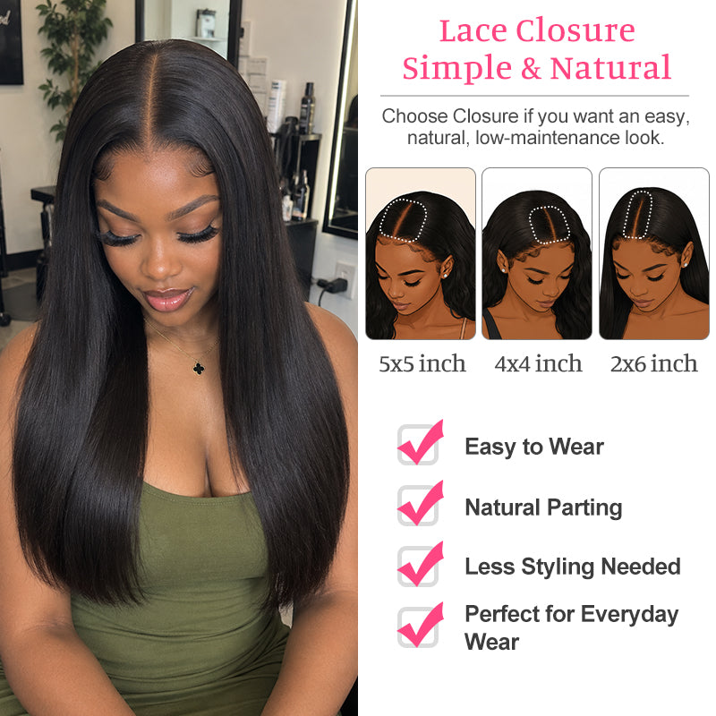 Straight Human Hair HD & Transparent Lace Closure