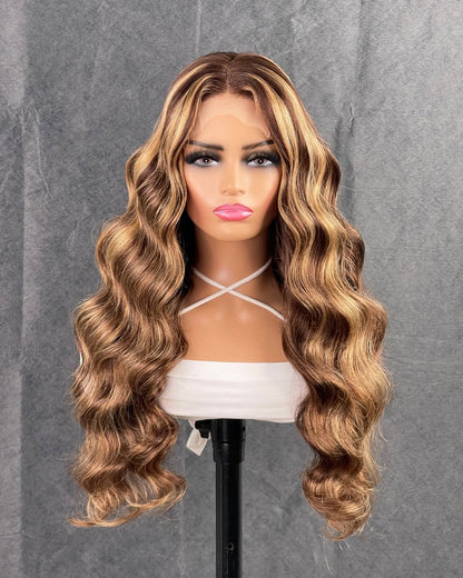Transparent Lace 13*4 Full Frontal 180% Wig Color #1B/4/27