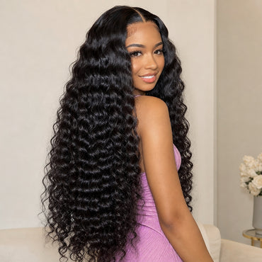 Deep Wave 13×4 Transparent Lace Virgin Human Hair Wigs 180
