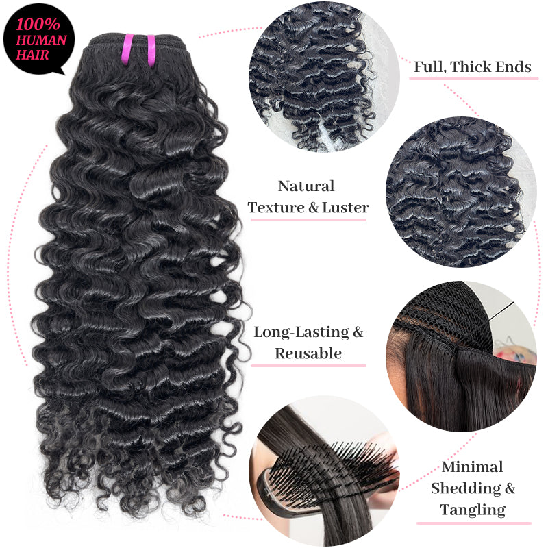 Indian Curly Virgin Hair Bundles Natural Black