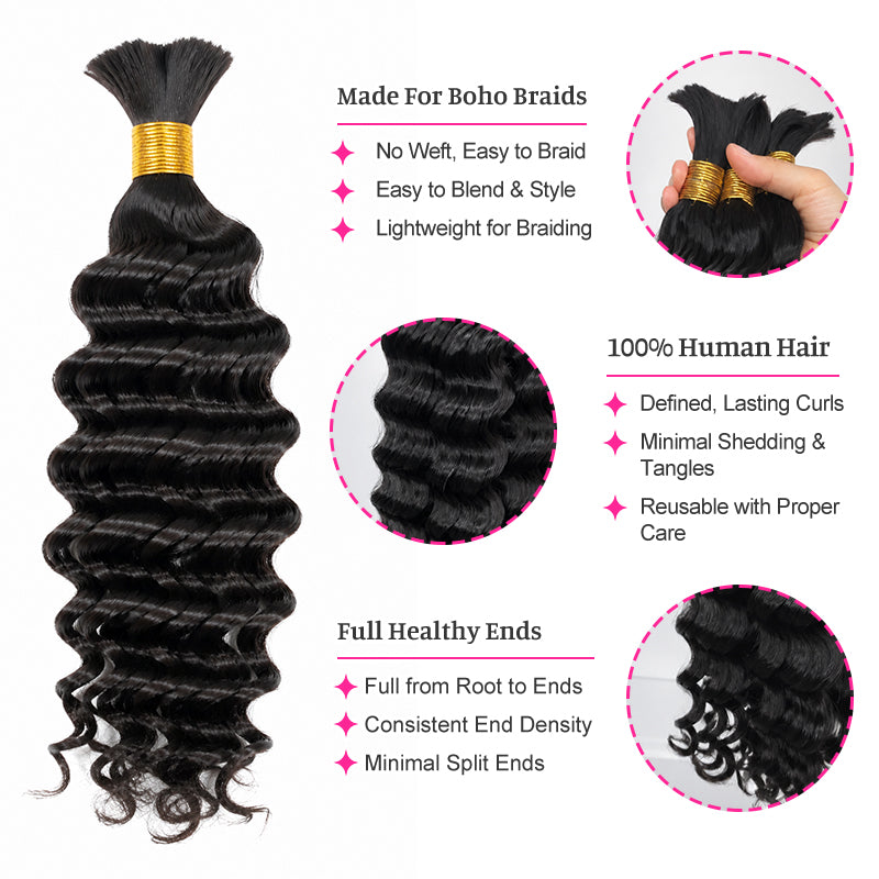 Loose Deep Wave Bulk Human Hair for Braiding