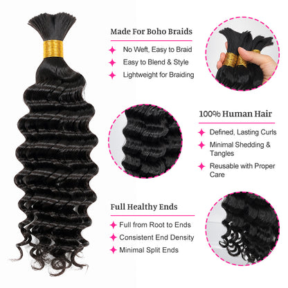 Loose Deep Wave Bulk Human Hair for Braiding