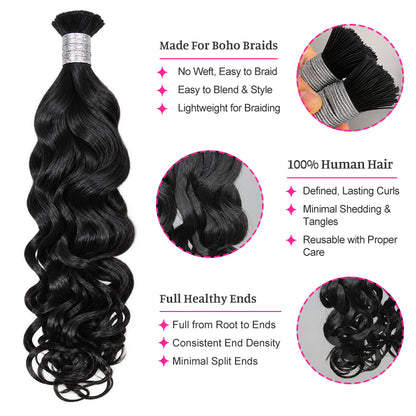 Natural wave Bulk Bulk Human Hair for Braiding