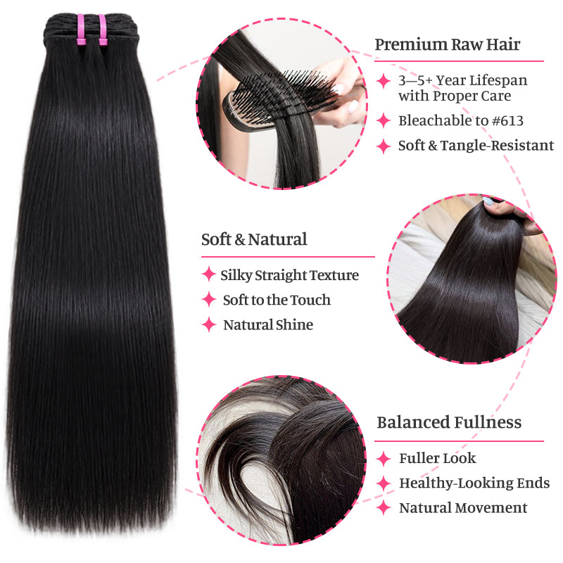11A Raw Human Hair Single Drawn Straight Bundles