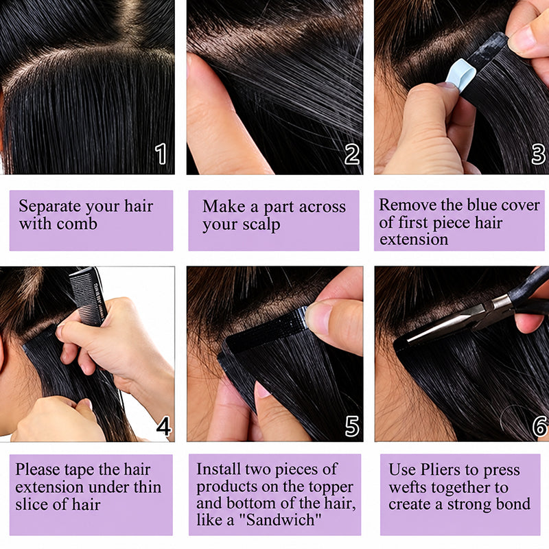 Natural Wave Human Hair Tape-In Extensions
