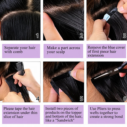 Natural Wave Human Hair Tape-In Extensions