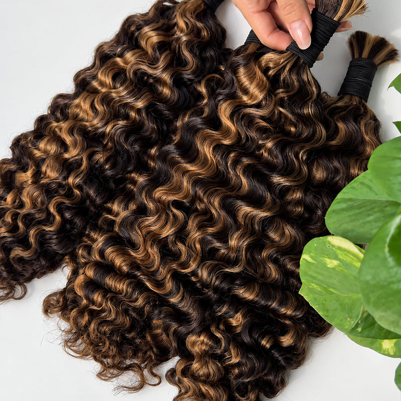 Vietnamese Curly 11A Bulk Human Hair for Braiding – #2/#27