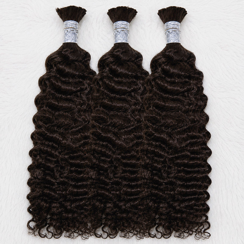 Vietnamese 11A Curly Bulk Human Hair for Braiding – #2 Dark Brown