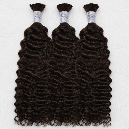 Vietnamese 11A Curly Bulk Human Hair for Braiding – #2 Dark Brown