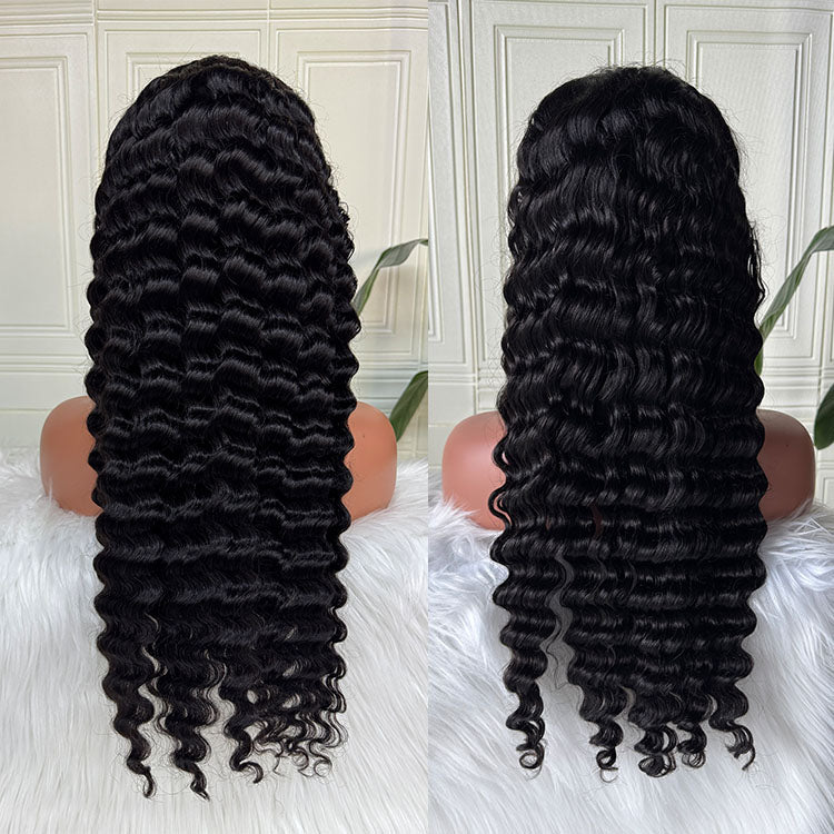Deep Wave 13×4 Transparent Lace Virgin Human Hair Wigs 180