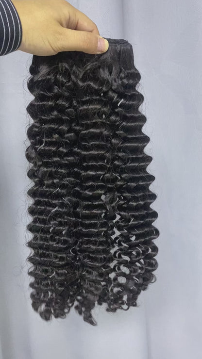 Deep Curly Virgin Hair Bundles Natural Color