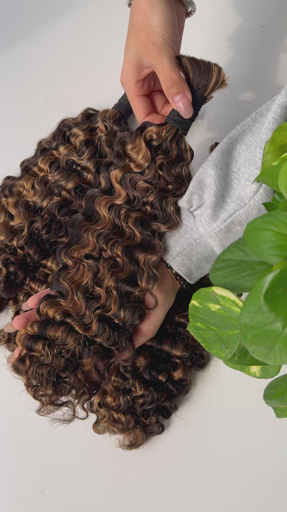 Vietnamese Curly 11A Bulk Human Hair for Braiding – #2/#27