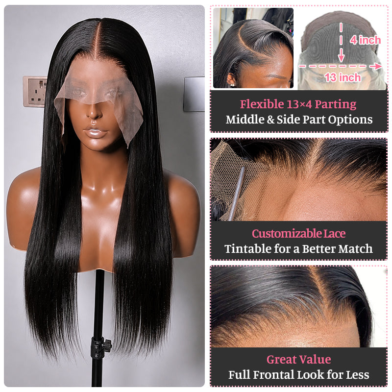 Straight 13x4 Transparent Lace Wig | 100% Virgin Human Hair