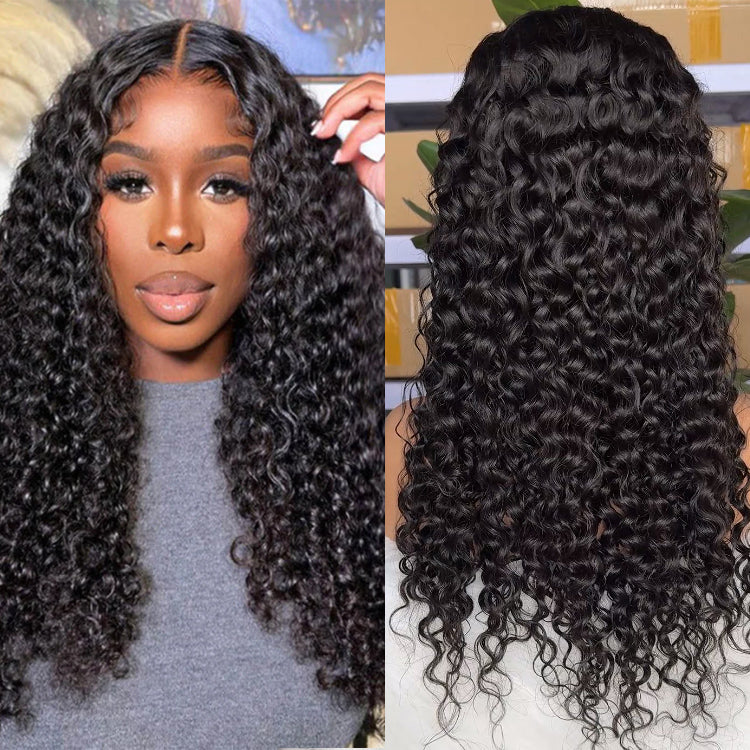 Water Wave 13*4 Transparent Lace Full Frontal Wig 180%